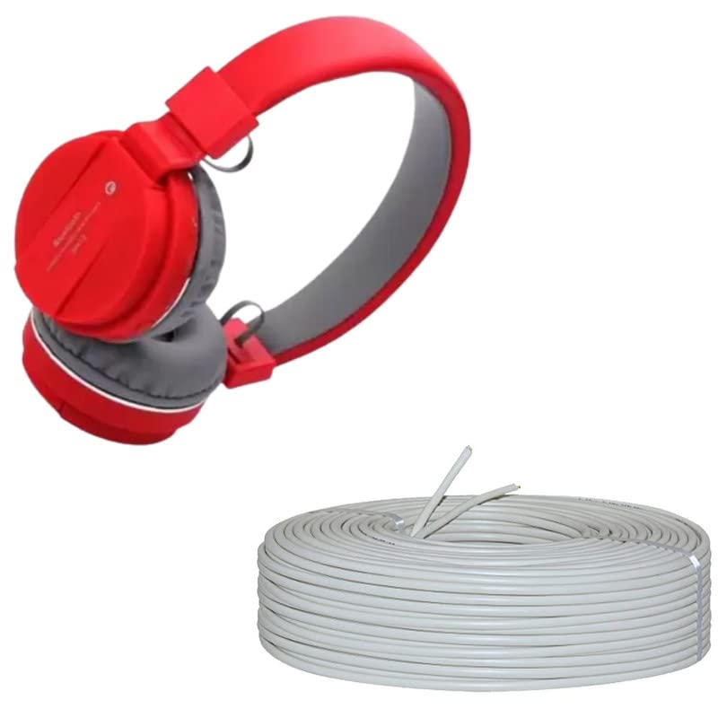 Combo Pack of 2 Items - Comfortable On-Ear Bluetooth Wireless Headphone, CCTV Wire Cable 3+1 Copper+Breding Alloy+mic Wire Alloy (25 Feet) Best for Residential, Industrial CCTV Installation-picture-42