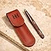 HH Tweezer – Professional Stainless Steel Eyebrow Tweezers with Genuine Leather Case for Makeup & Brow Artists (Brown)