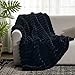 Cozy Bliss Faux Fur Throw Blanket for Couch, Cozy Warm Plush Striped Blanket for Sofa Bedroom Living Room, 50 * 60 Inches Black