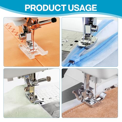 11 Pcs Sewing Machine Presser Feet, Invisible Zipper Foot for Most Low Shank Snap On Singer, Brother, Babylock, Euro-Pro, Janome, Kenmore, White, Juki, Elna Sewing Machines