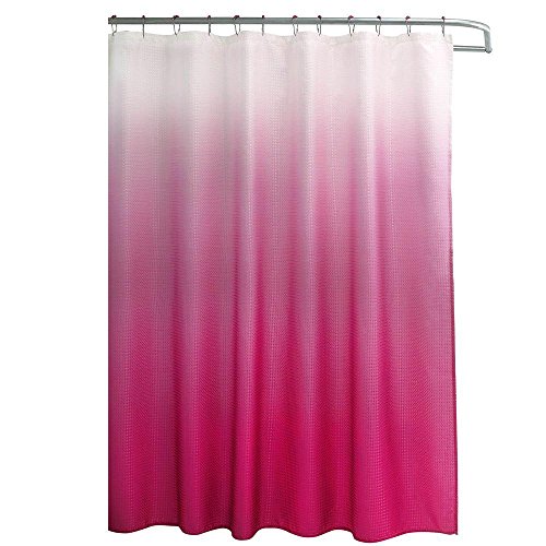 Creative Home Ideas - Textured Fabric Shower Curtain Set, Includes 12 Easy Glide Metal Rings, Modern Bathroom Décor, Machine Washable, Measures 70