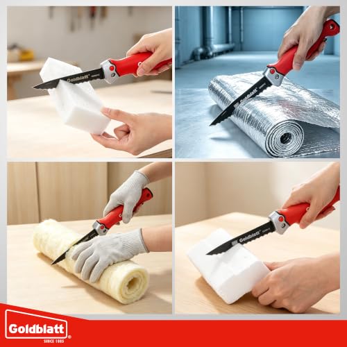 Image of Goldblatt 5 inch Stainless Steel Folding Insulation Knife, Serrated Foam Cutter