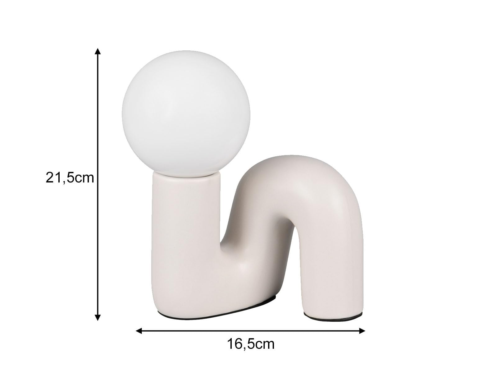 meineWunschleuchte Lámpara de mesa de cerámica gris con bola de cristal blanco, altura 21,5 cm