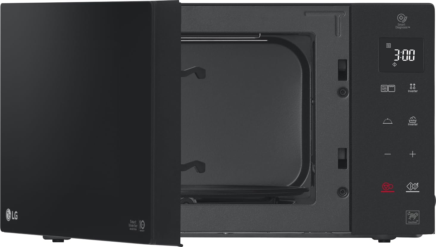 LG MH6535GDS Mikrowelle mit Grill (25 L, 1.000 W) mit Smart Inverter, Quarzgrill, Infrared Heating, EasyClean, Schwarz