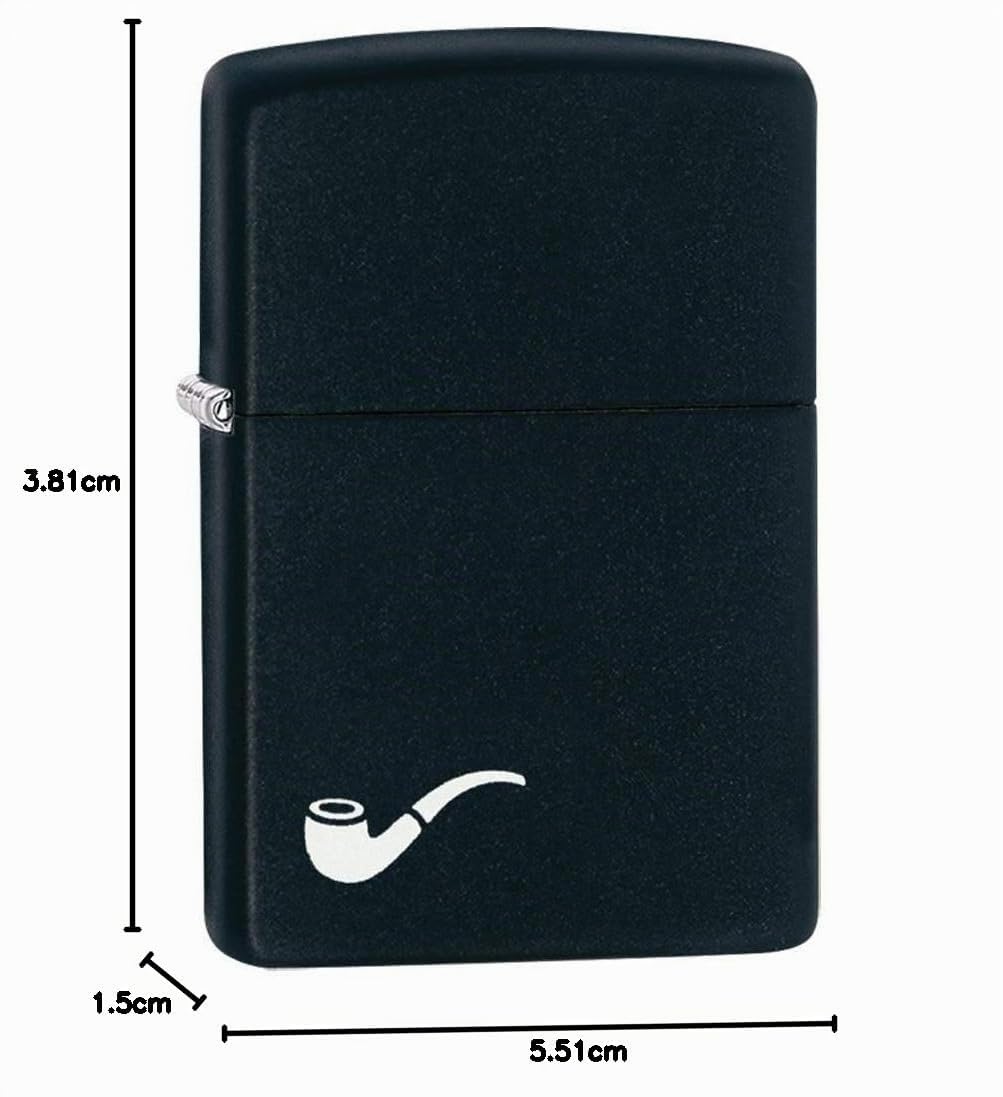 Zippo - Briquet Tempête, Noir Mat, Image Colorée De Pipe, Rechargeable, Réutilisable, Résistant Au Vent, Coffret Cadeau, Fabriqué Aux États-Unis