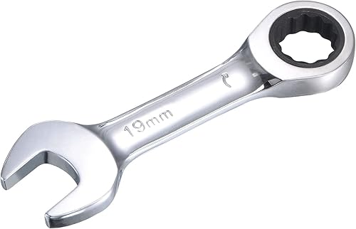 uxcell Llave combinada de trinquete rechoncha de 0.748 in métrica 72 dientes 12 herramientas terminadas en caja de puntos, CR-V