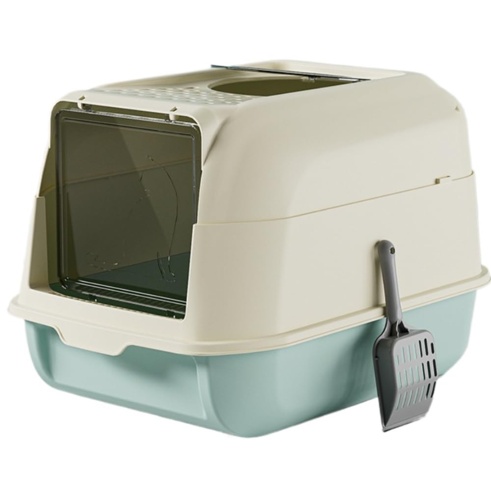 Fully Enclosed Cat Litter Box with Lid - Splash-Proof and Leak-Proof, High Edges, Odorless Design, Easy Installation and Cleaning, 20.5" L X 14.2" W X