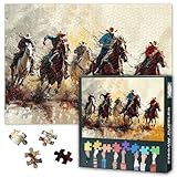 Jigsaw Puzzles 1000 Pieces, Western Cowboy Adult Jigsaw Puzzles, Desert Cowboy Puzzle 1000 Pieces for Adults, Puzzle Home Decor Challenging Game Finished Size 19.5 x 27.5 Inch