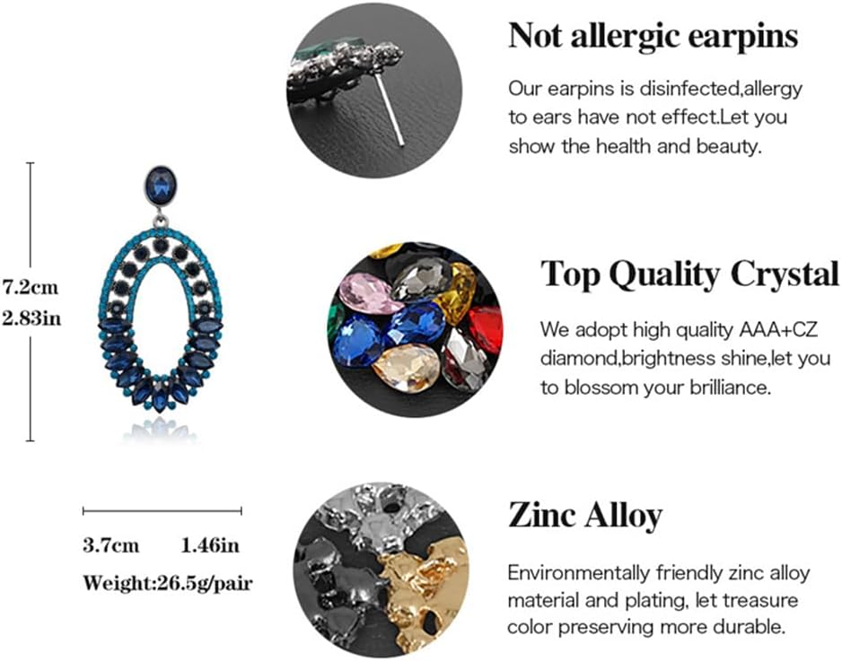 Sither Crystal Dangling Earrings for Women Dangle Crystal Pendant Earrings Boho Drop Oval Earrings Jewelry for Halloween Christmas Gift - Image 6