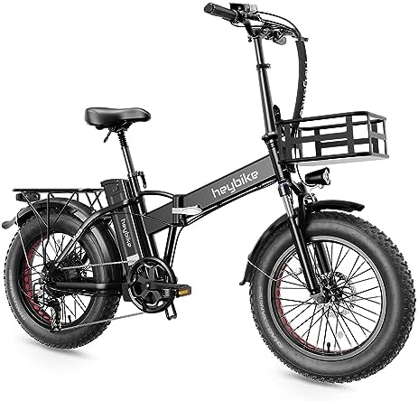 Heybike Mars Electric Bike Foldable 20″ x 4.0 Fat Tire Electric Bicycle with 500W Motor, 48V 12.5AH Removable Battery and Dual Shock Absorber for Adults