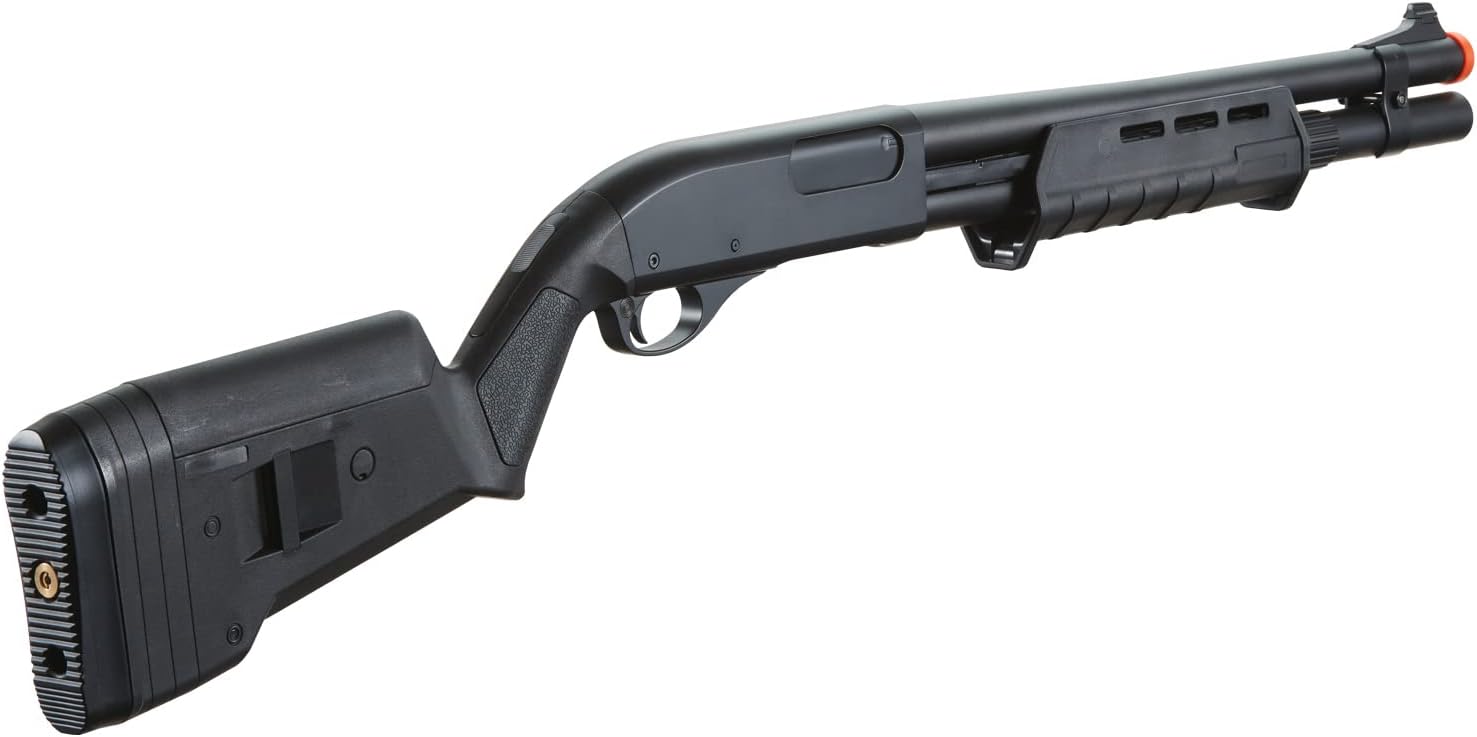 Golden Ball & Eagle M870 MP MLOK Style 3/6-Shot Pump Action 350 FPS Gas Airsoft Shotgun - Black