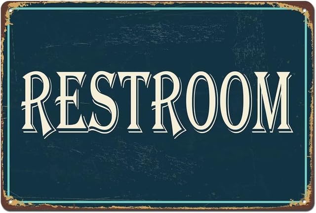 Geroclonup Restroom Vintage Metal Signs,Vintage Bathroom Tin Metal Sign for Men Women, Funny Bathroom Decorations Wall Decor for Home Apartment Restaurant Office Door 20x30cm