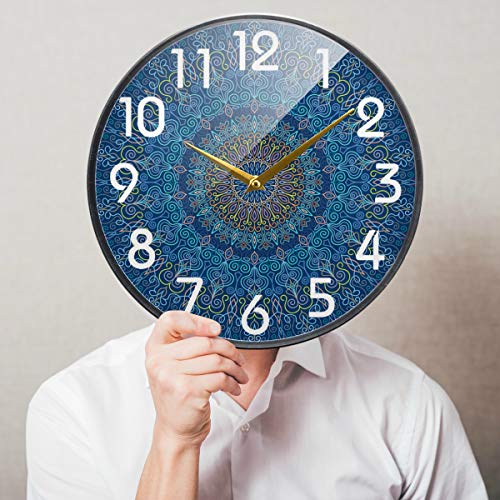 Naanle Vintage Mandala Pattren Round Wall Clock, 9.5 Inch Silent Battery Operated Quartz Analog Quiet Desk Clock for Home,Office,School - Image 4