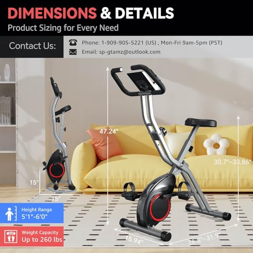 Foldable Exercise Bike with Resistance Bands