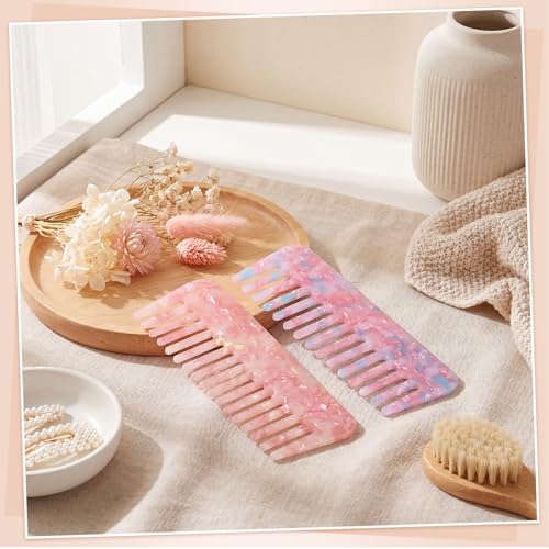 Peine Desenredante de Dientes Anchos Pack x2 Rosa miniatura 6