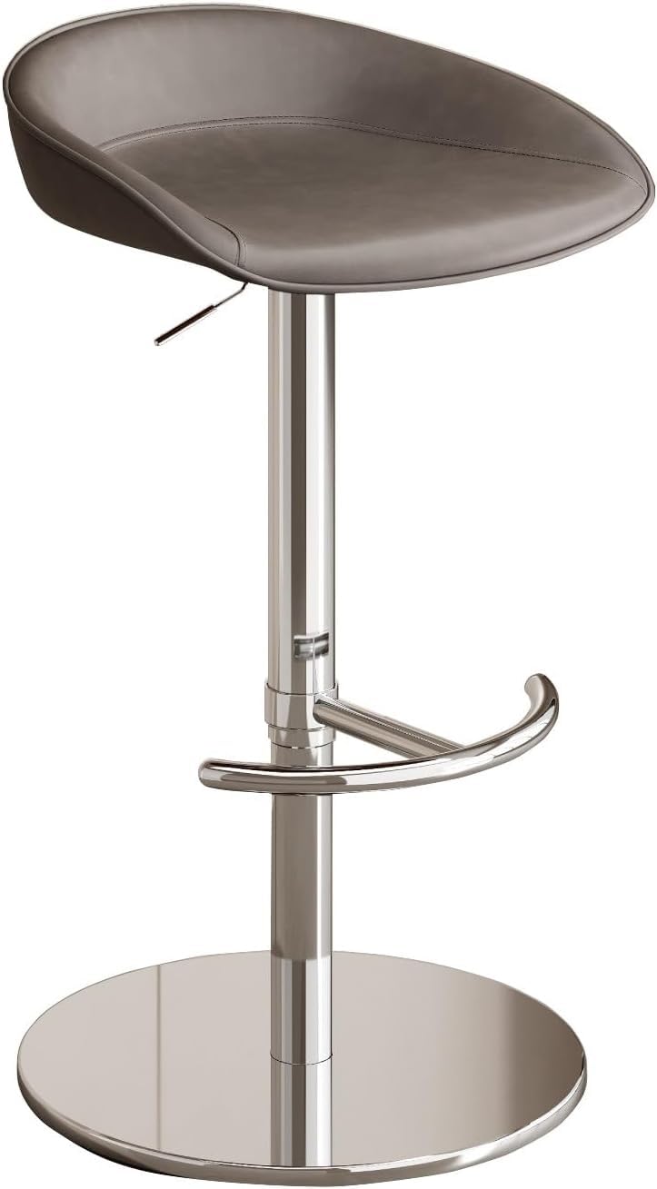 AVLLSO Swivel Bar Stools Modern Counter Chair with Silver Base, PU Leather Upholstered Barstools for Home Bar Pub Café