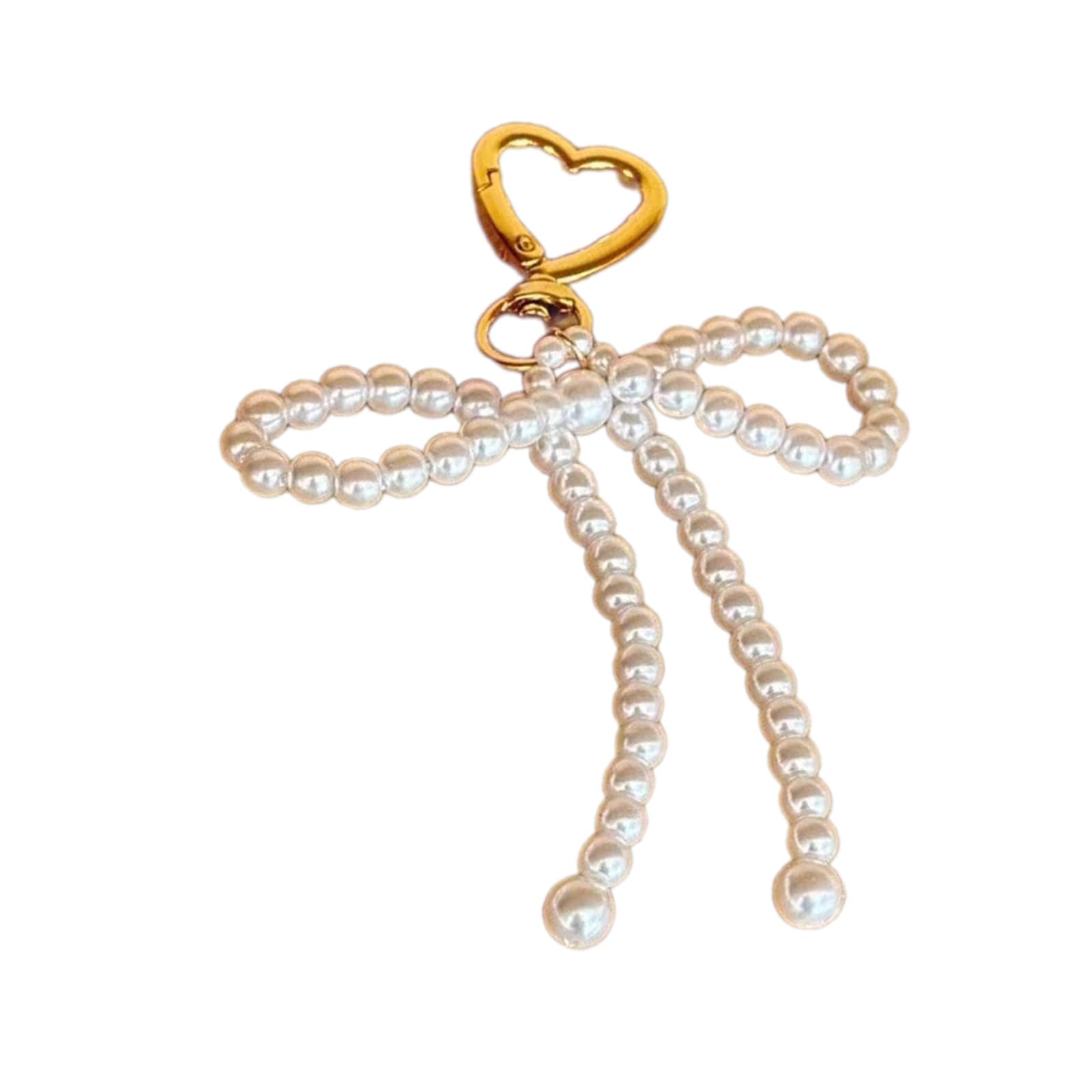 Baodss Pearl Bowknot Charm Heart Keychains Sweet Pendant Ornament Keyring Backpack Decoration Jewelry for Women Girls