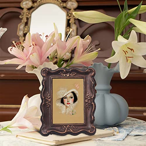 Parafayer Vintage Mini Picture Frame 2.5X3.5 Inch,Antique Ornate Photo Frame With Floral Relief,Wall And Tabletop Display,High Definition Glass Front,Retro Home Decor Art Gallery (Brown 2.5X3.5) #TOP3