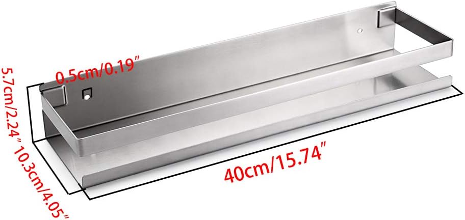 OwnMy Bathroom Shower Shelf Stainless Steel Bath Kitchen Basket Shower Caddy Rack, Rustproof Metal Bathroom Storage Floating Shelves Wall Mounted Shower Corner Rectangular Shelf - 16 Inch Silver