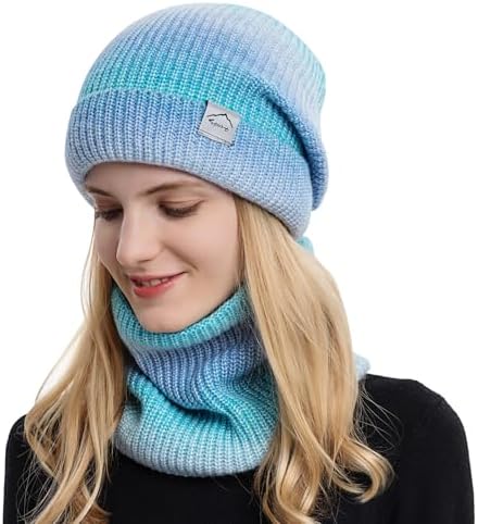 Vêtement Chaud Enfant Bonnet Et écharpe Enfant XYIYI Lot 2 Pièces - Laine épaisse 5-14 Ans Couleur Bleue Ensemble Bonnet Echarpe Enfant