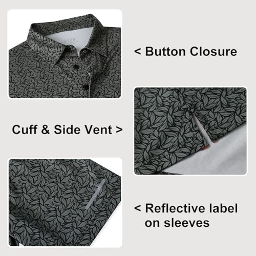 Image of Golf Shirts for Men - Dry Fit Moisture Wicking Short Sleeve Performance Sport Casual Striped Collared Mens Polo Shirt