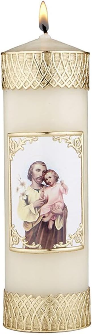 Trinity Church Supply Devotional Candle Saint Joseph and Child Long Lasting Wax Candle for Religious, Memorial and Party Decor, Pack of 2