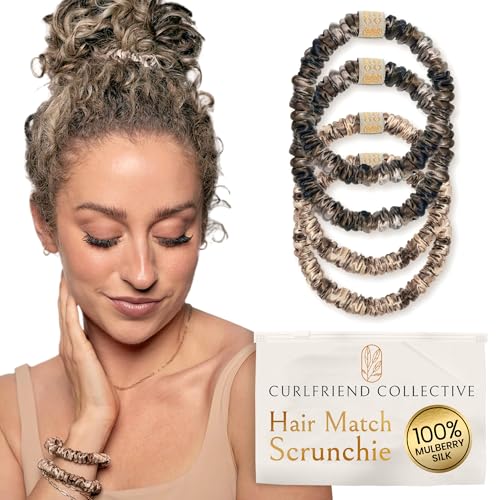 Authentic Mulberry Silk Skinny Hair Match Scrunchies for Women, Anti