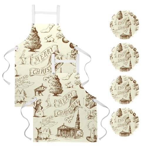 Tablier de cuisine lot de 2 avec broches pour restaurant et travail