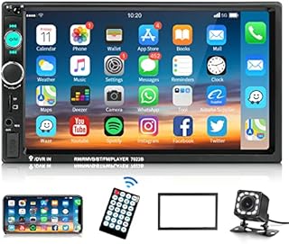 Podofo Car Stereo 2 Din Car Radio 7 Inch MP5 Player with HD Touch Screen Digital Display Bluetooth Multimedia support USB SD Aux-in Double Din Autoradio Mobile Phone Interconnection with Backup Camera