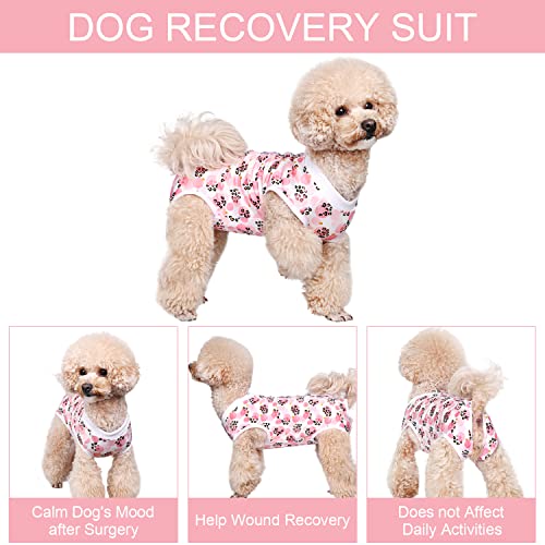 Image of Dog Surgical Recovery Suit Pet After Surgery Onesie Cat Bodysuits Cone E-Collar Alternative for Female Male Dog Pink Leopard /Medium