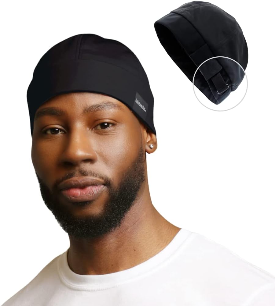 Hairbrella Men’s Satin Sleep Cap – Wave & Long Hair Bonnet for Braids, Locs & 360 Waves