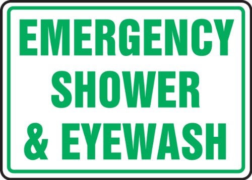 Signalisation douche d'urgence lave-yeux plastique 10x14 pouces vert blanc