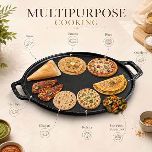 Image of Omichef Premium Cast Iron Tawa for Dosa & Chapathi