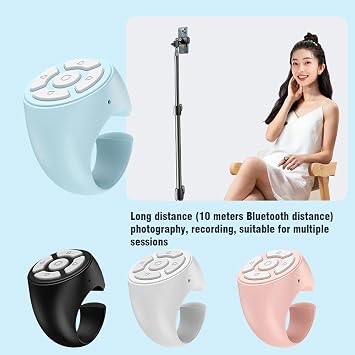 Fingertip Wireless Bluetooth Remote Control, Tablet Phone Camera Controller, Wireless Finger Scroller,Portable Scrolling Remote Control Ring For Page Turning, Clicker, Video Recordin (black)