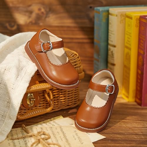 Image of PHIRAMIN Toddler Girl Mary Jane Student Oxford Shoes-Little Girl School Uniform Shoes for Wedding Party