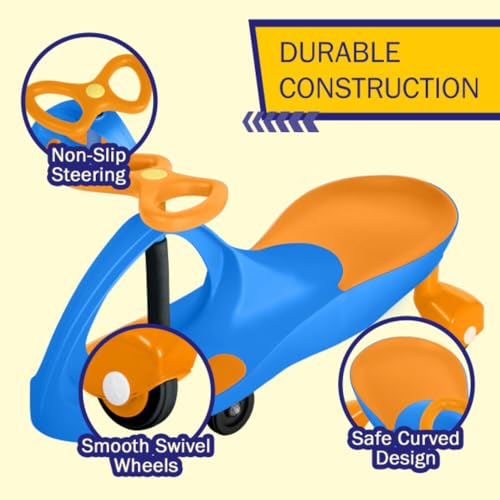 Image of Wiggle Car - Ride on Toy for Ages 3 and Up - Toddler Ride on Toys with no Batteries, Gears, or Pedals Just Twist, Wiggle, and Go by Lil' Rider (Blue and Orange)