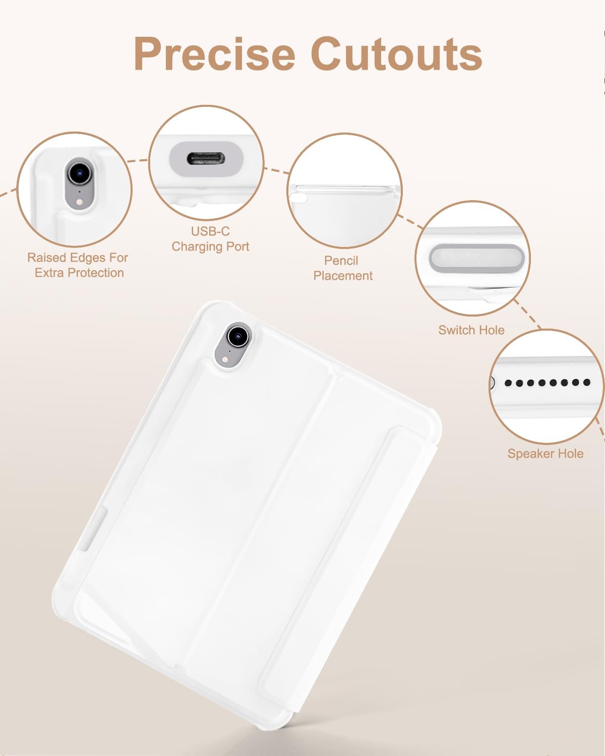EAMPANG Case with Trackpad Keyboard for iPad mini 7th(A17 Pro, 2024)/6th Generation 8.3 inch,7-Color Backlit Wireless Keyboard Magnetic Detachable Multi-Angle Stand Cover for iPad mini 6 7 White