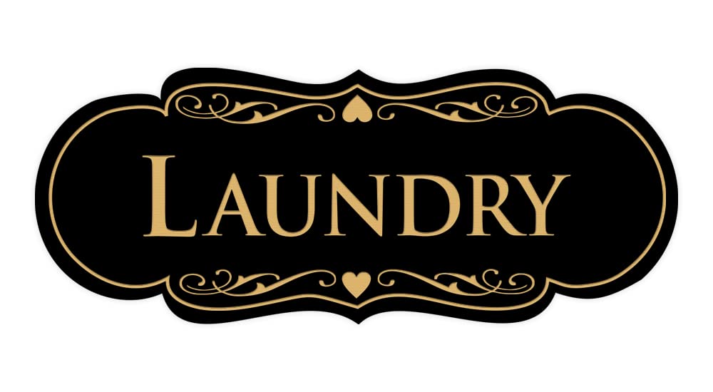 Designer Laundry Sign (Black Gold) - Medium 2.75 x 7"