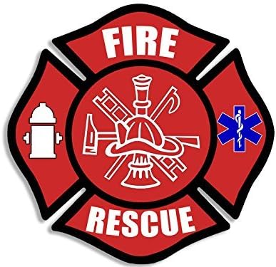 Magnet FIRE Rescue Maltese Cross Shaped Magnetic Sticker (Decal EMT EMS Medic Firefighter)