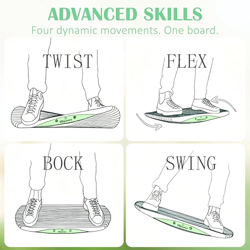 Image of Wooden Balance Board, 440LBS Capacity Wobble Balance Board for Standing Desk 3D Design Anti-Fatigue Anti-Slip Rocker Board for Core Strength, Physical Therapy,Surfers Skiing Skateboarding Simulation