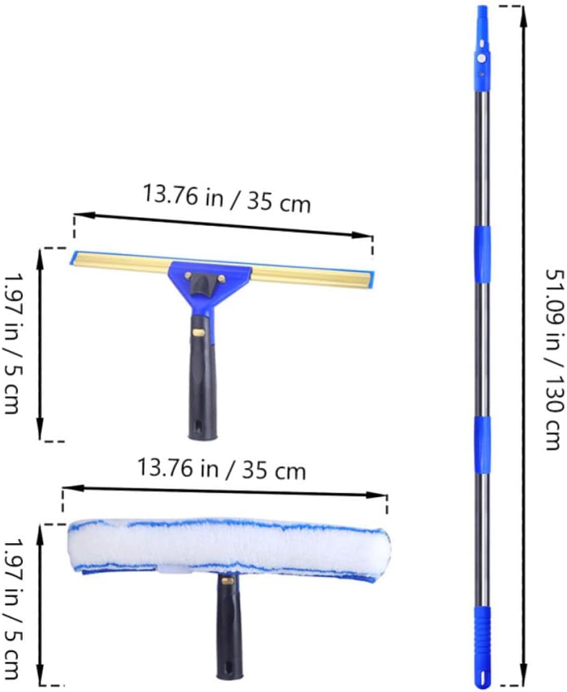 1set Microfiber Window Scrubber with Extendable Pole for Car Windshield and Shower Glass Doors Swivel Flexible Squeegee for Indoor Outdoor Use Lightweight Glass
