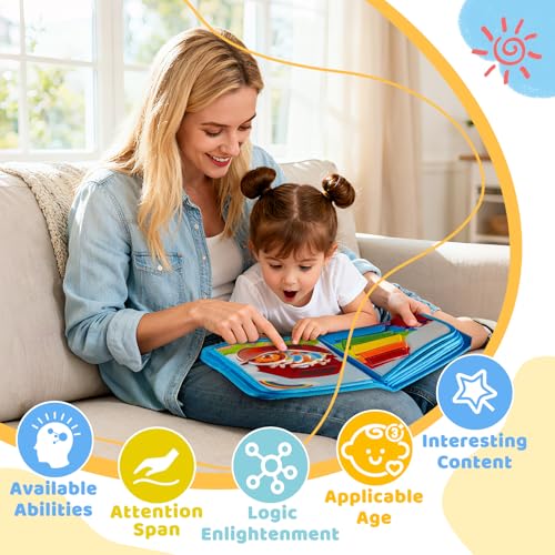 DEGIDEGI Montessori Busy Book for Toddlers, Educational Sensory Activity Book with Life Skills Training, Quiet Travel Toy for Car and Airplane, Christmas Birthday Gift (Light Blue) - Image 5