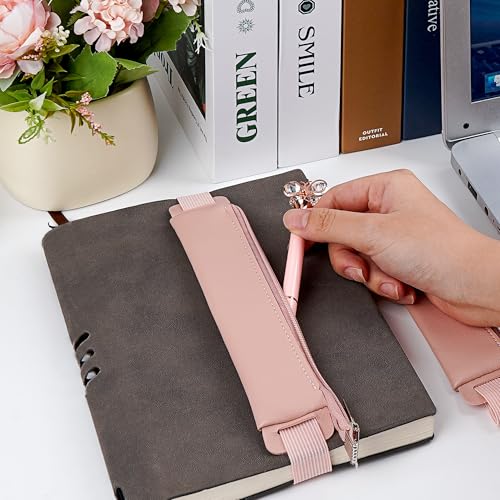 Biiange Suporte de caneta com faixa elástica ajustável, de couro, ajustável, bolsa de couro sintétic