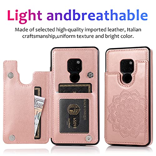 Asuwish Compatible With Huawei Mate 20 Case And Tempered Glass Screen Protector Cover Cell Accessories Card Holder Slot Kickstand Flip Wallet Phone Cases For Huwai Hwauei Hawaii Mate20 P20 Rose Gold #TOP2
