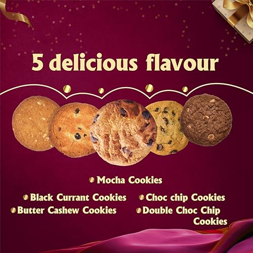 Image of CookieMan Assorted Cookies Gift Tin| Premium Gift Box With Choco Chip, Double Choco Chip, Butter Cashew & Mocha Cookies For Special Occasions & Gifting,600 Gram