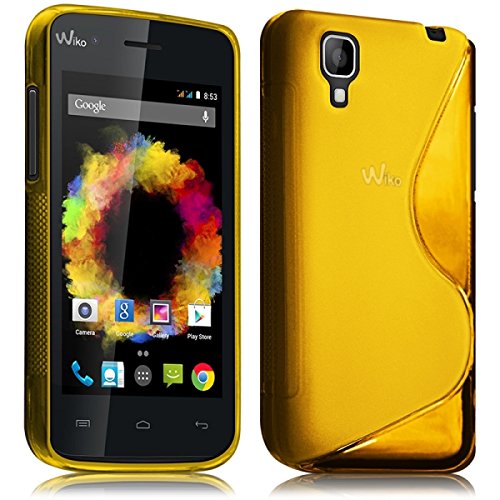 KARYLAX Seluxion - Housse Etui Coque S-Line Semi Rigide Ultra Fine en Gel Flex TPU pour Wiko Sunset Couleur Jaune Transparente + Film de Protection
