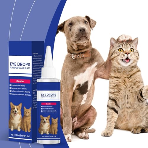Augentropfen für Hunde und Katzen,Hundeaugentropfen,lindern Augenreizungen und Allergien, helfen bei trockenen Augen und Bindehautentzündungen, Hundetränenfleckenreiniger