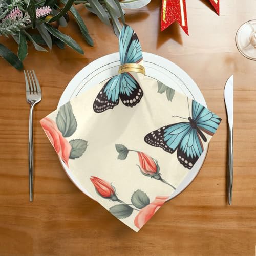 Servilletas de Tela Butterfly Retro Rosa Azul 20x20in Pack x6 miniatura 3