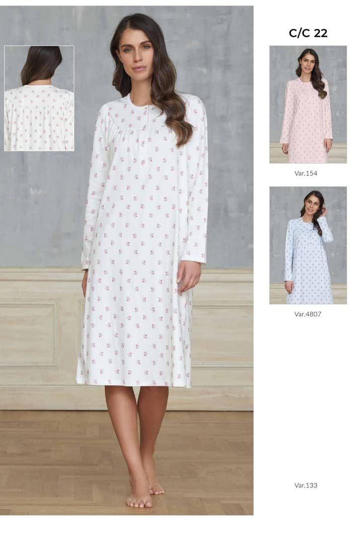Camicia da Notte in Caldo Cotone Serafino Modello con carrè Marca Linclalor.