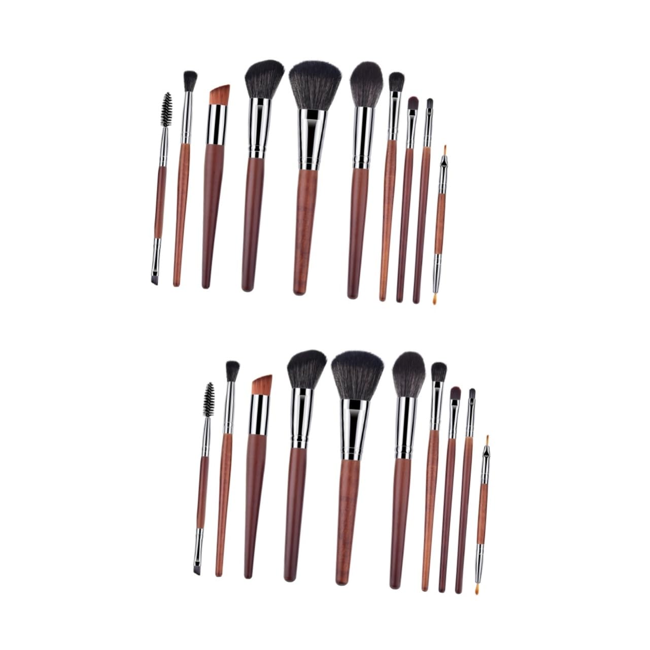 FRCOLOR Set Di 2 Pennelli Per Il Trucco Di Pennello Per Fard Con Manico in Legno E Setole in Nylon Per Donna 10 Pezzi*2